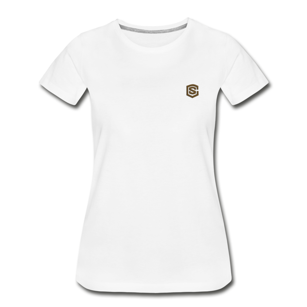 Women’s Premium Organic T-Shirt  WITH BROWN  LOGO - white