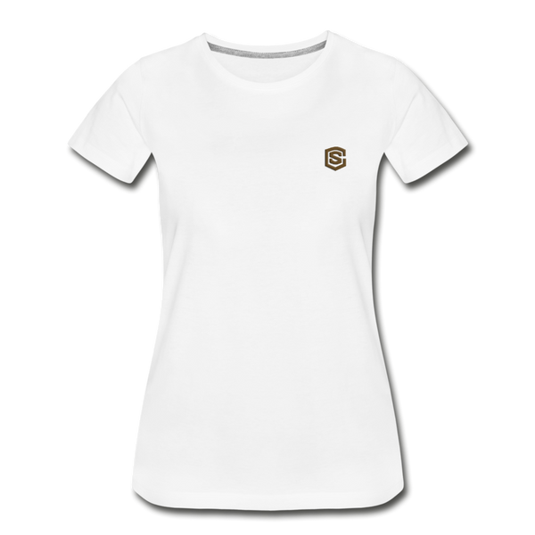 Women’s Premium Organic T-Shirt  WITH BROWN  LOGO - white