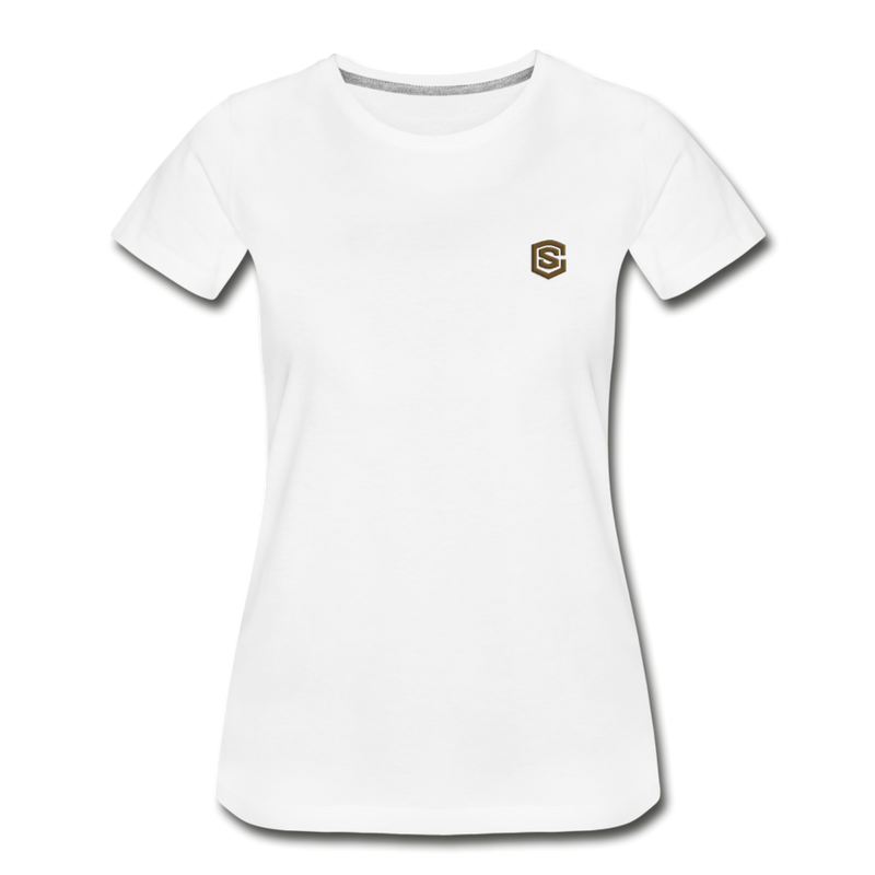 Women’s Premium Organic T-Shirt  WITH BROWN  LOGO - white