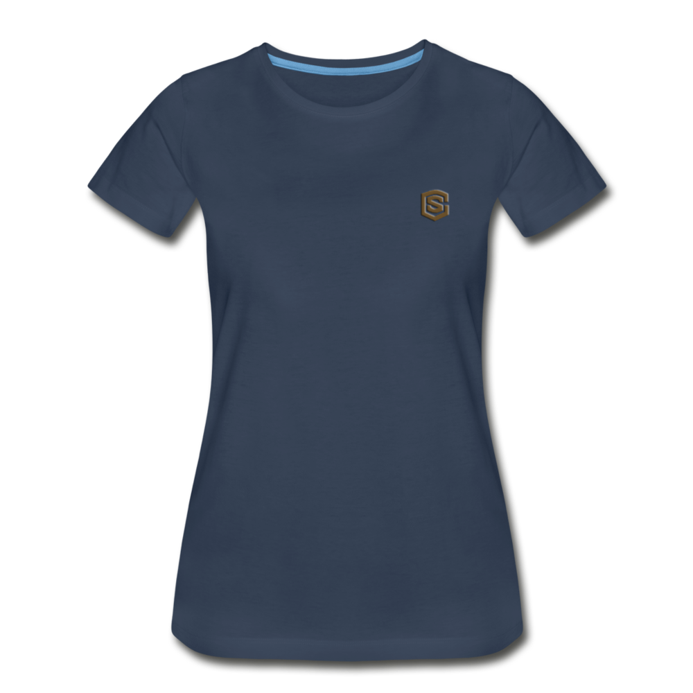 Women’s Premium Organic T-Shirt  WITH BROWN  LOGO - navy