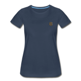 Women’s Premium Organic T-Shirt  WITH BROWN  LOGO - navy