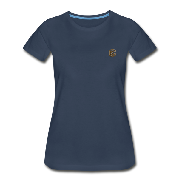 Women’s Premium Organic T-Shirt  WITH BROWN  LOGO - navy