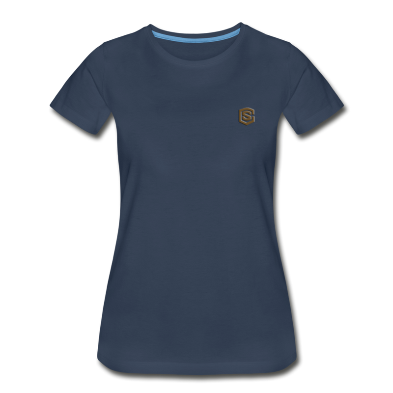 Women’s Premium Organic T-Shirt  WITH BROWN  LOGO - navy