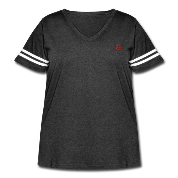 Women's Curvy Vintage Sport T-Shirt  WITH RED  LOGO - vintage smoke/white