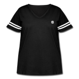 Women's Curvy Vintage Sport T-Shirt  WITH WHITE  LOGO - black/white