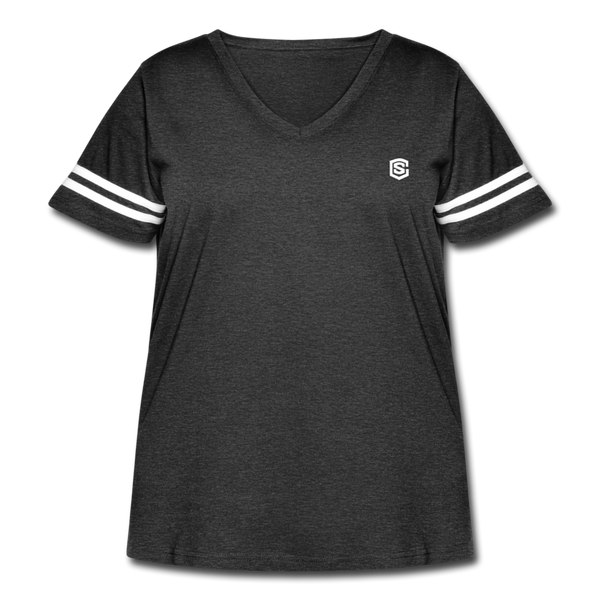 Women's Curvy Vintage Sport T-Shirt  WITH WHITE  LOGO - vintage smoke/white