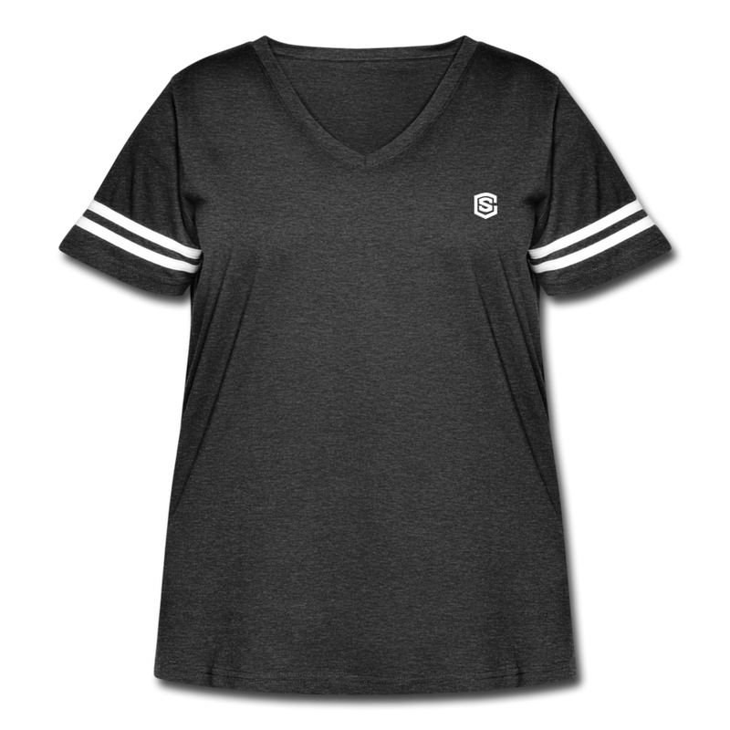 Women's Curvy Vintage Sport T-Shirt  WITH WHITE  LOGO - vintage smoke/white