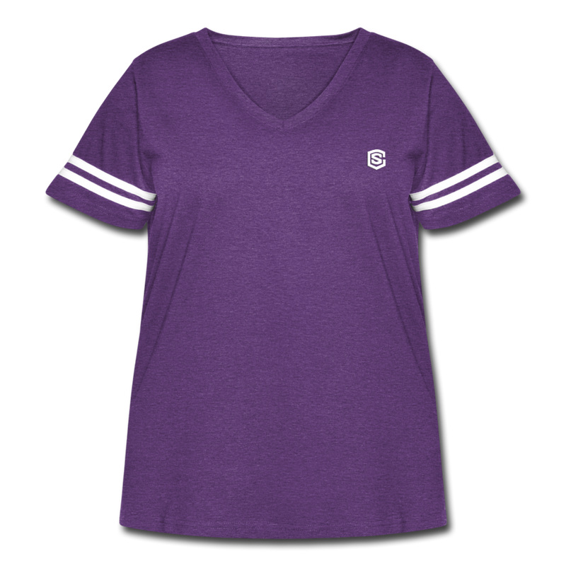 Women's Curvy Vintage Sport T-Shirt  WITH WHITE  LOGO - vintage purple/white