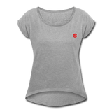 Women's Roll Cuff T-Shirt  WITH RED LOGO - heather gray