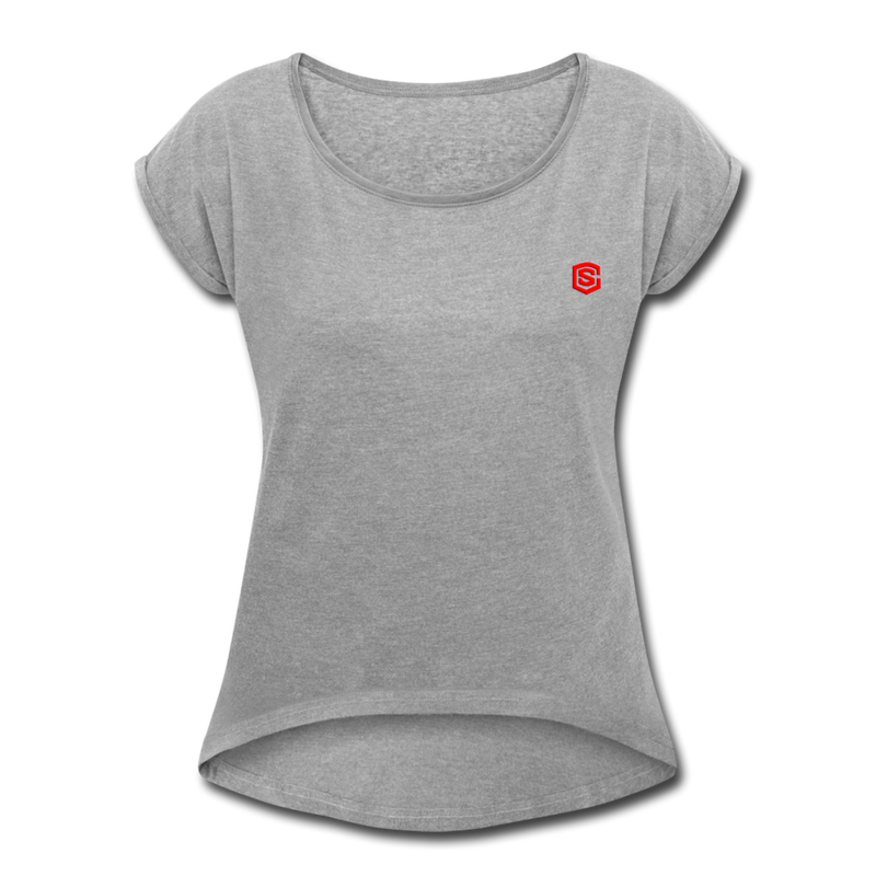 Women's Roll Cuff T-Shirt  WITH RED LOGO - heather gray