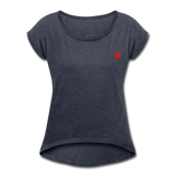 Women's Roll Cuff T-Shirt  WITH RED LOGO - navy heather