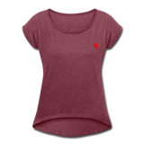 Women's Roll Cuff T-Shirt  WITH RED LOGO - heather burgundy