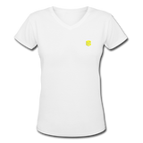 Women's V-Neck T-Shirt   WITH YELLOW LOGO - white