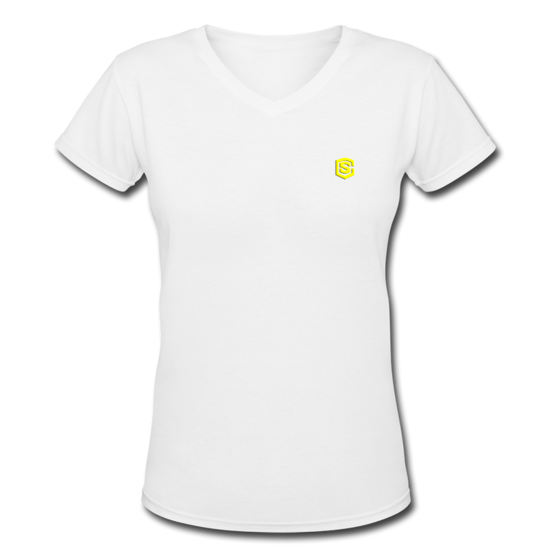 Women's V-Neck T-Shirt   WITH YELLOW LOGO - white