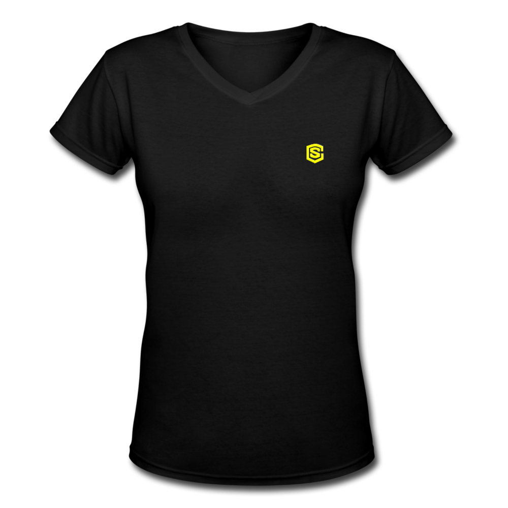 Women's V-Neck T-Shirt   WITH YELLOW LOGO - black