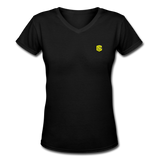 Women's V-Neck T-Shirt   WITH YELLOW LOGO - black