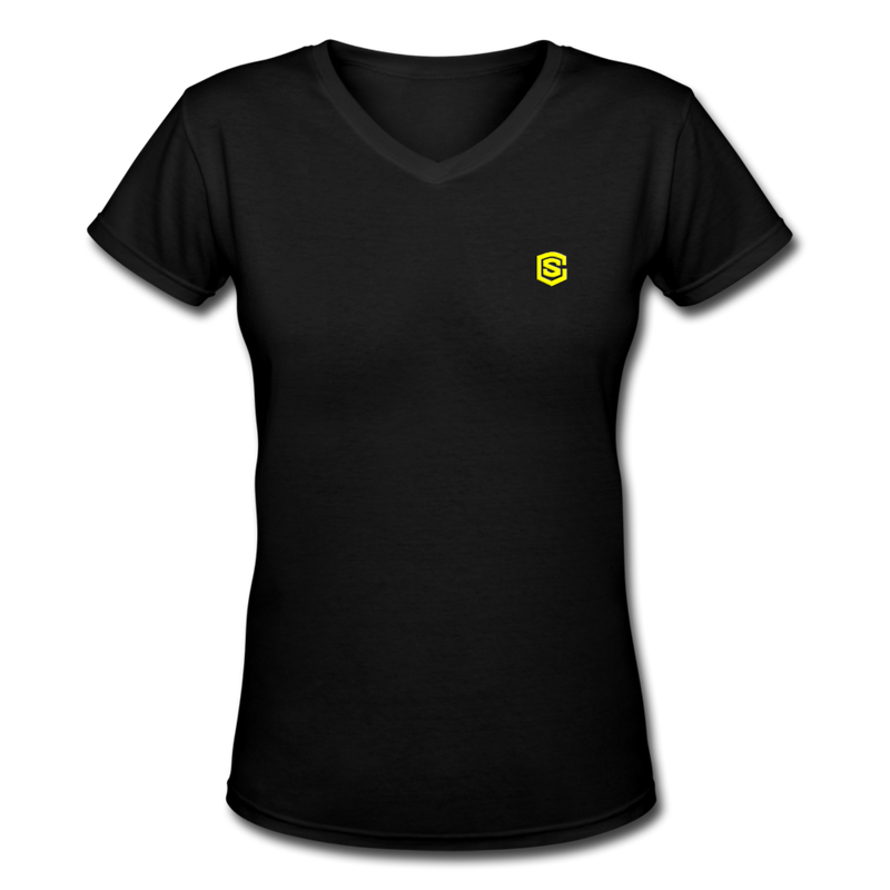 Women's V-Neck T-Shirt   WITH YELLOW LOGO - black