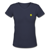 Women's V-Neck T-Shirt   WITH YELLOW LOGO - navy