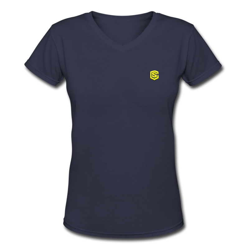 Women's V-Neck T-Shirt   WITH YELLOW LOGO - navy