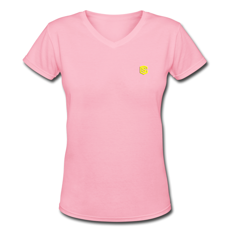 Women's V-Neck T-Shirt   WITH YELLOW LOGO - pink