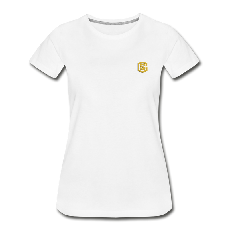 Women’s Premium Organic T-Shirt  WITH GOLD  LOGO - white