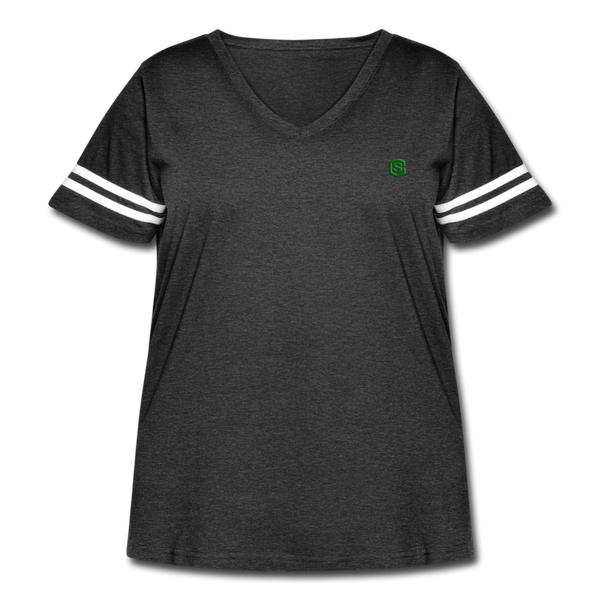 Women's Curvy Vintage Sport T-Shirt  WITH GREEN  LOGO - vintage smoke/white