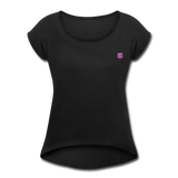 Women's Roll Cuff T-Shirt    WITH PINK LOGO - black