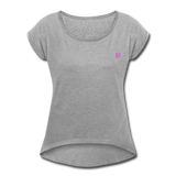 Women's Roll Cuff T-Shirt    WITH PINK LOGO - heather gray