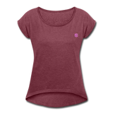 Women's Roll Cuff T-Shirt    WITH PINK LOGO - heather burgundy