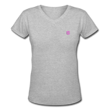 Women's V-Neck T-Shirt  WITH PINK LOGO - gray