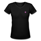 Women's V-Neck T-Shirt  WITH PINK LOGO - black