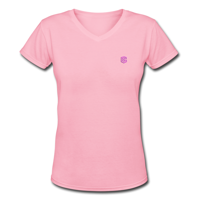 Women's V-Neck T-Shirt  WITH PINK LOGO - pink