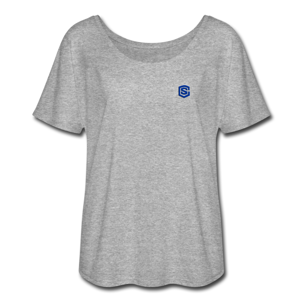 Women’s Flowy T-Shirt   WITH BLUE LOGO - heather gray