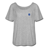 Women’s Flowy T-Shirt   WITH BLUE LOGO - heather gray