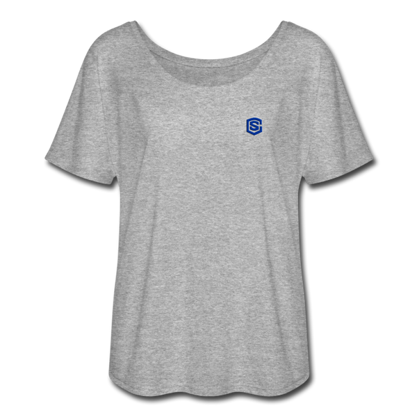 Women’s Flowy T-Shirt   WITH BLUE LOGO - heather gray