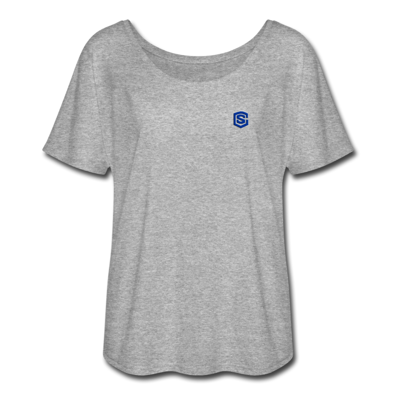 Women’s Flowy T-Shirt   WITH BLUE LOGO - heather gray