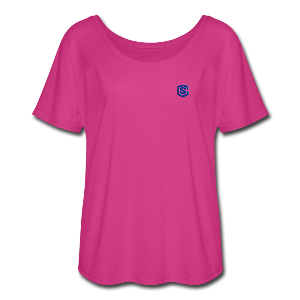 Women’s Flowy T-Shirt   WITH BLUE LOGO - dark pink