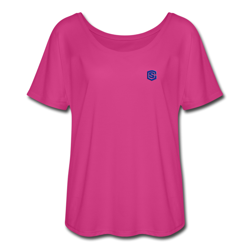 Women’s Flowy T-Shirt   WITH BLUE LOGO - dark pink