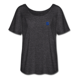 Women’s Flowy T-Shirt   WITH BLUE LOGO - charcoal gray