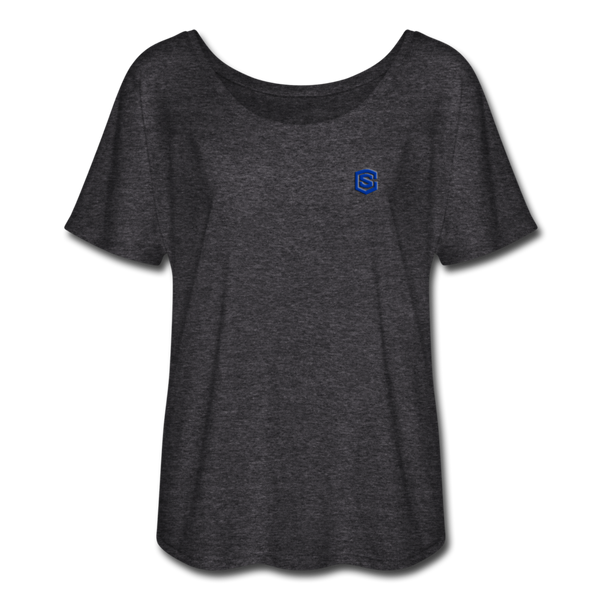 Women’s Flowy T-Shirt   WITH BLUE LOGO - charcoal gray