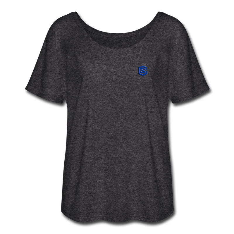 Women’s Flowy T-Shirt   WITH BLUE LOGO - charcoal gray