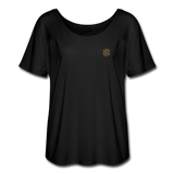 Women’s Flowy T-Shirt   WITH BROWN LOGO - black