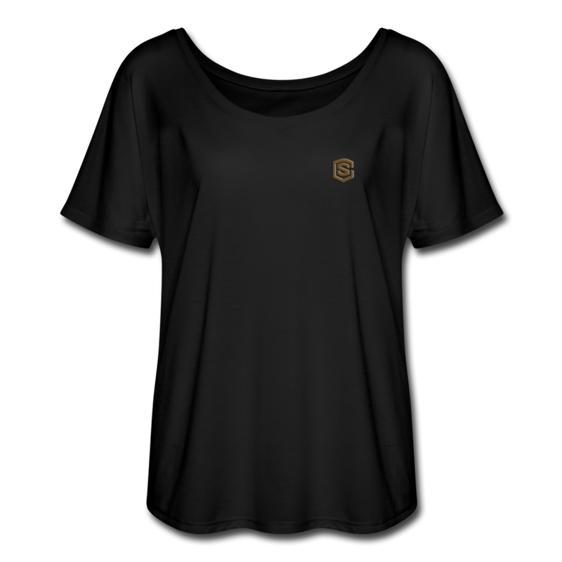 Women’s Flowy T-Shirt   WITH BROWN LOGO - black