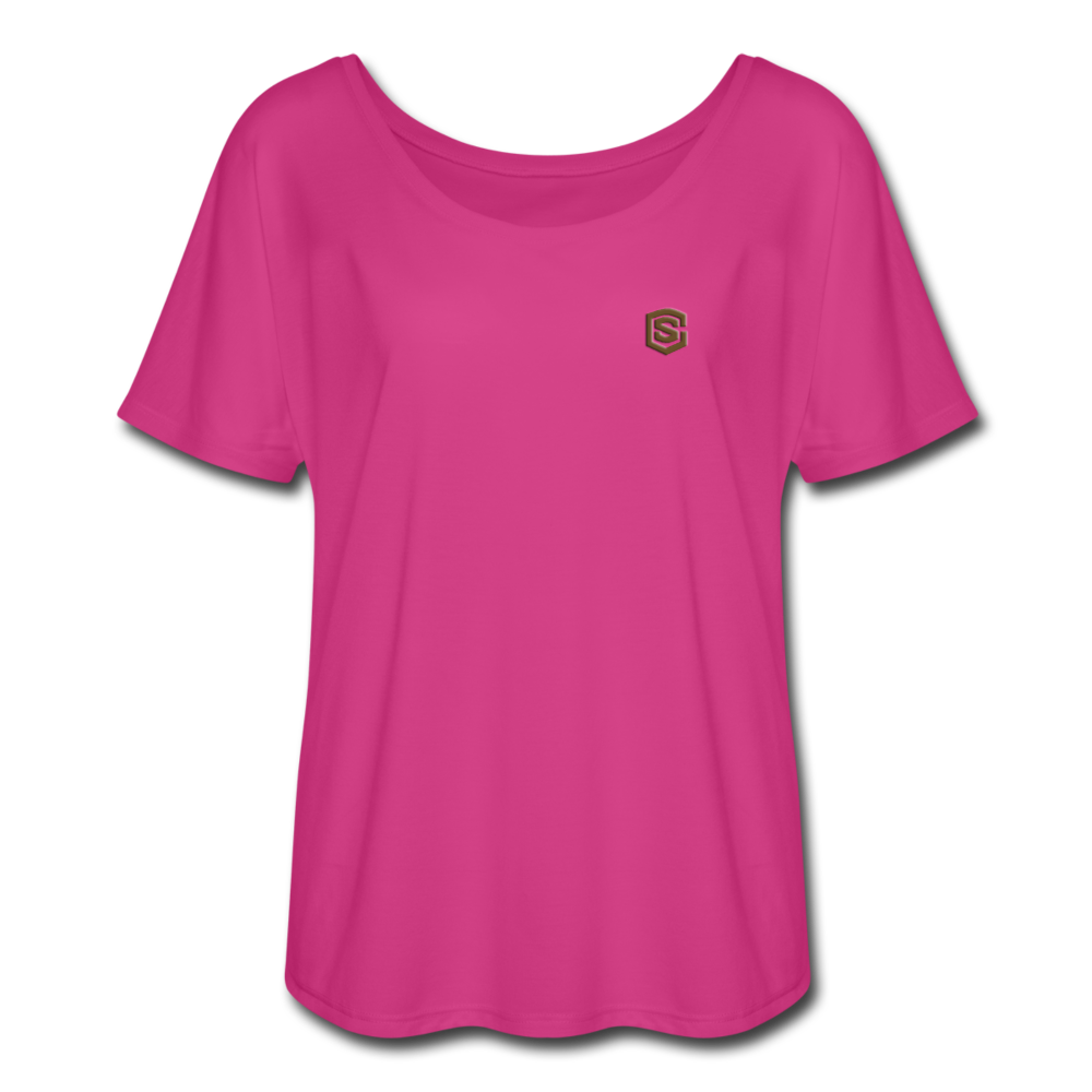 Women’s Flowy T-Shirt   WITH BROWN LOGO - dark pink
