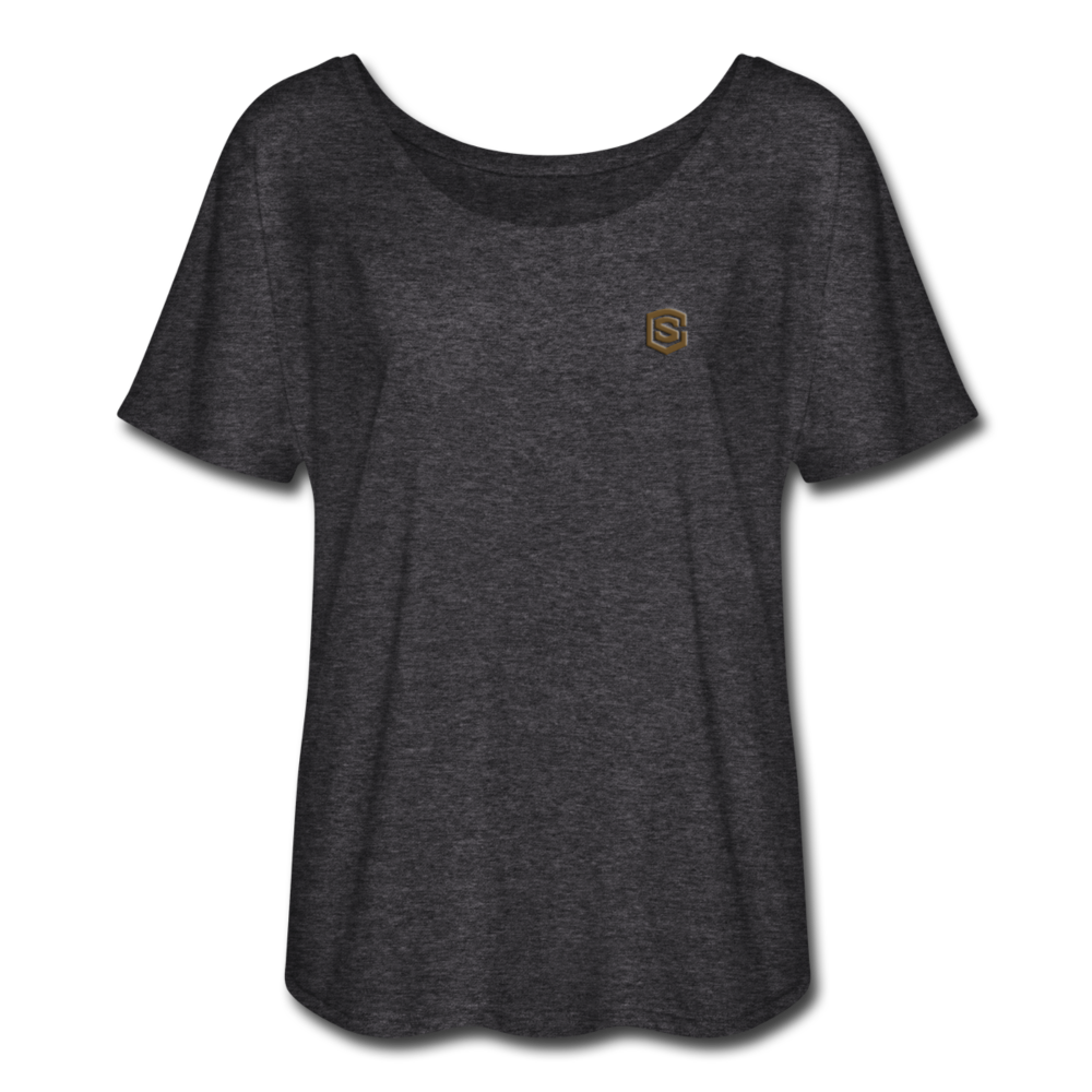 Women’s Flowy T-Shirt   WITH BROWN LOGO - charcoal gray