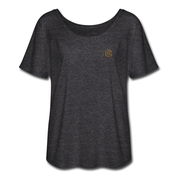 Women’s Flowy T-Shirt   WITH BROWN LOGO - charcoal gray