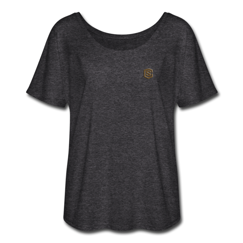 Women’s Flowy T-Shirt   WITH BROWN LOGO - charcoal gray