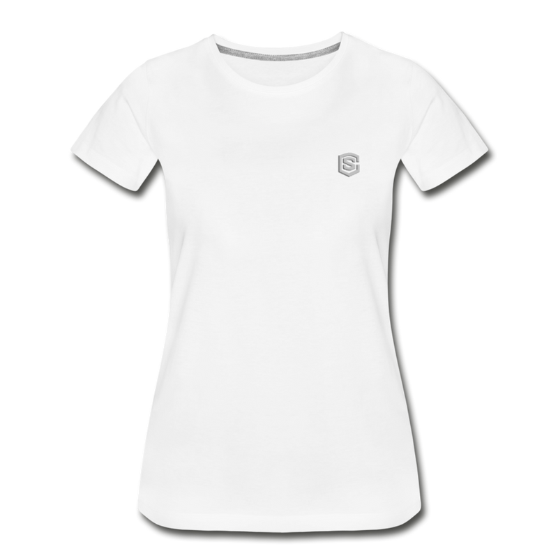 Women’s Premium Organic T-Shirt  WITH SILIVER  LOGO - white