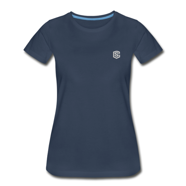 Women’s Premium Organic T-Shirt  WITH SILIVER  LOGO - navy