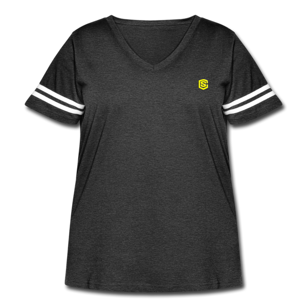 Women's Curvy Vintage Sport T-Shirt  WITH YELLOW  LOGO - vintage smoke/white